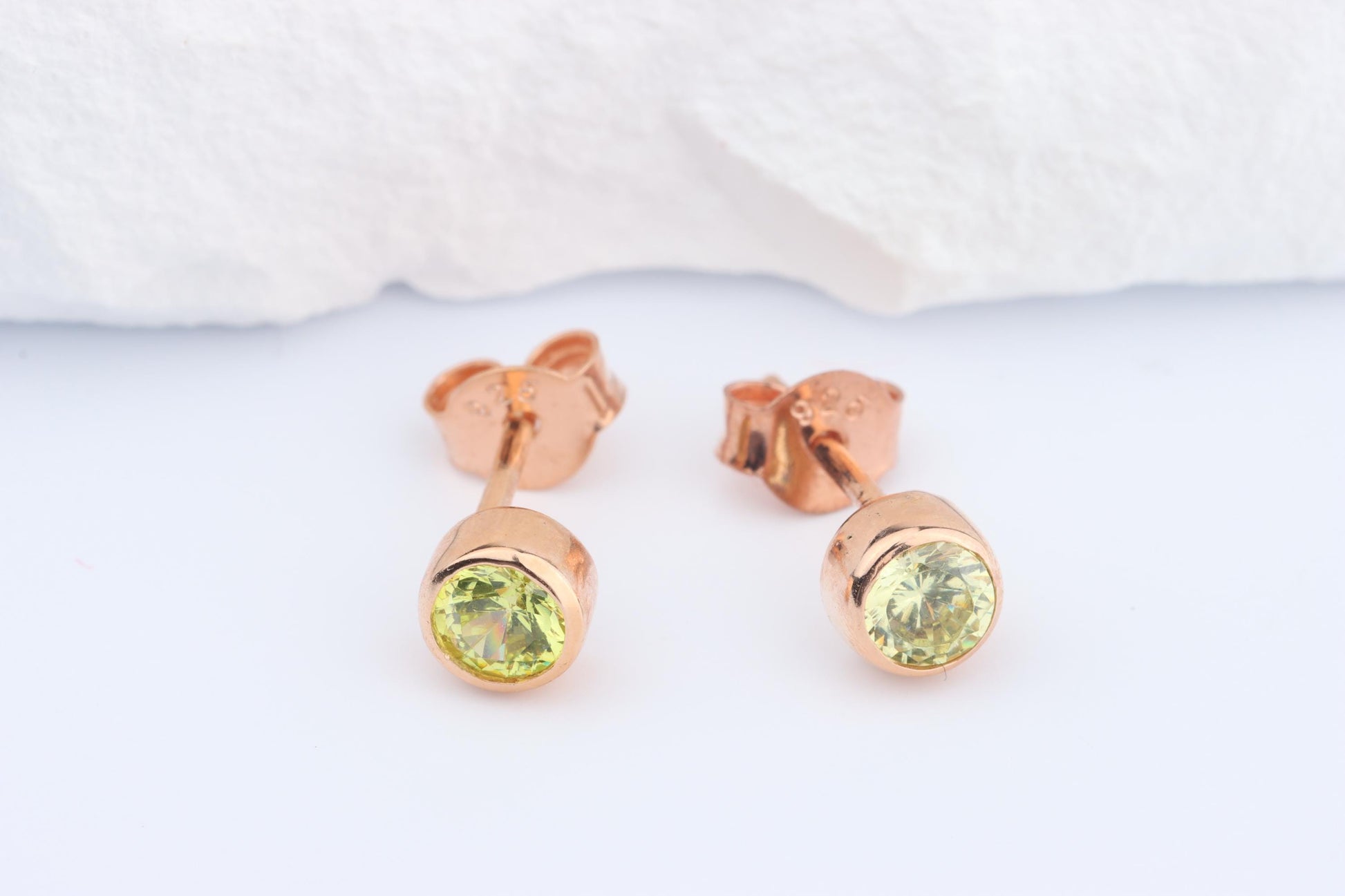 Sterling Silver 18ct Rose Gold Plated August Birthstone Earrings & Necklace Set