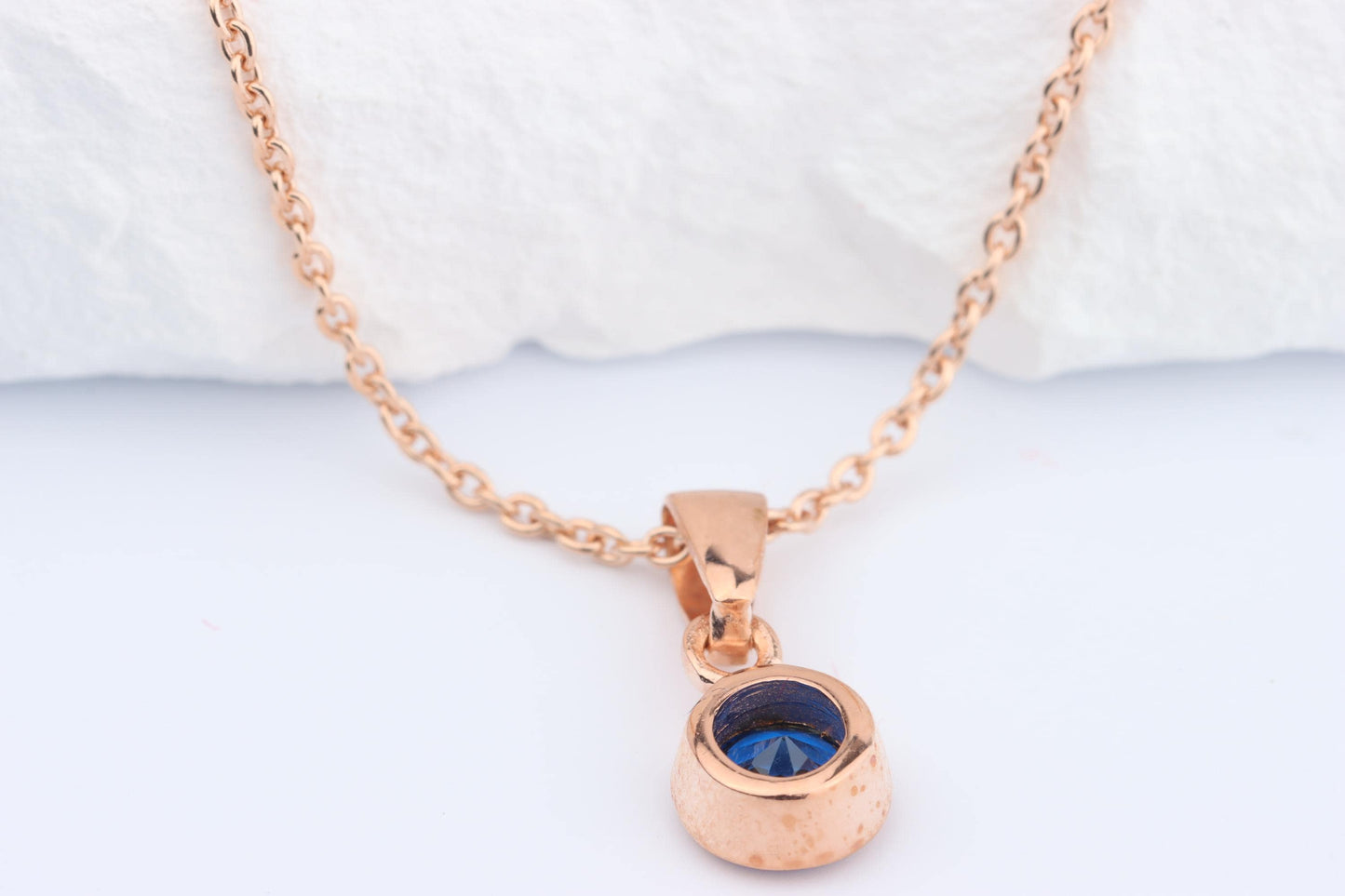 Sterling Silver 18ct Rose Gold Plated September Birthstone Earrings & Necklace Set
