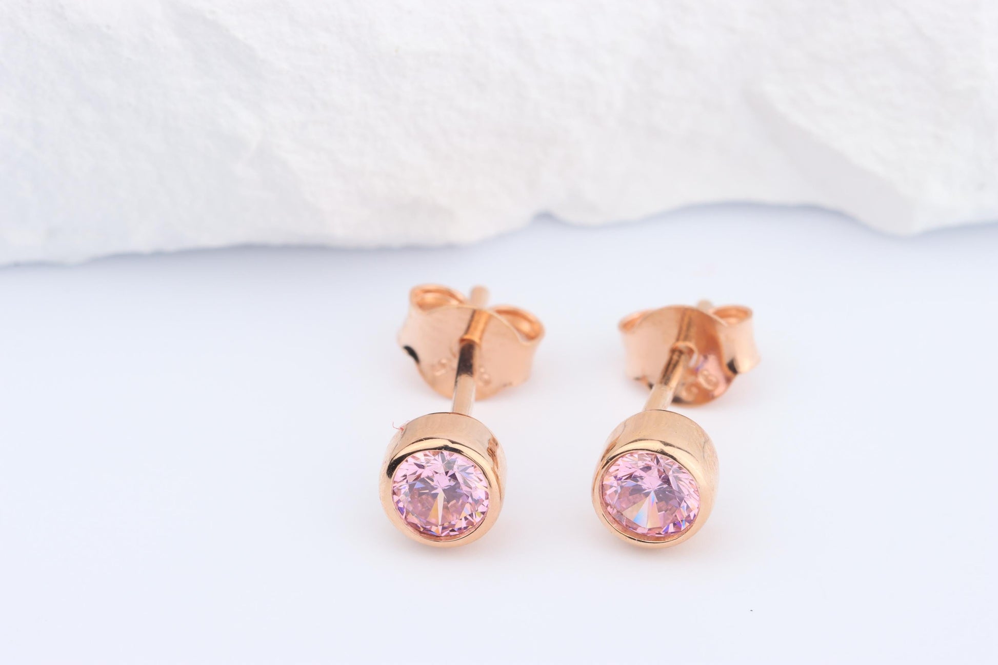 Sterling Silver 18ct Rose Gold Plated October Birthstone Earrings & Necklace Set
