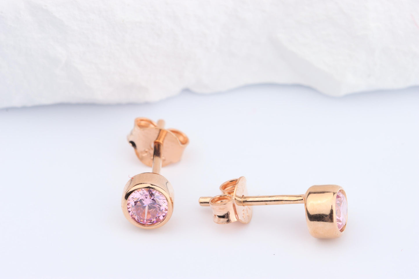 Sterling Silver 18ct Rose Gold Plated October Birthstone Earrings & Necklace Set