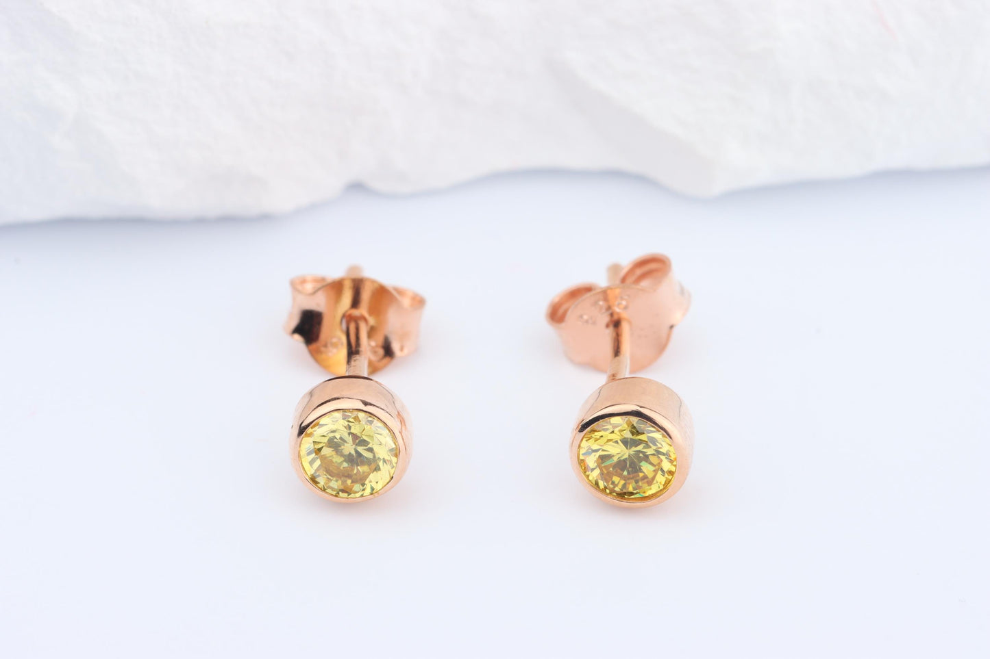 Sterling Silver 18ct Rose Gold Plated November Birthstone Earrings & Necklace Set
