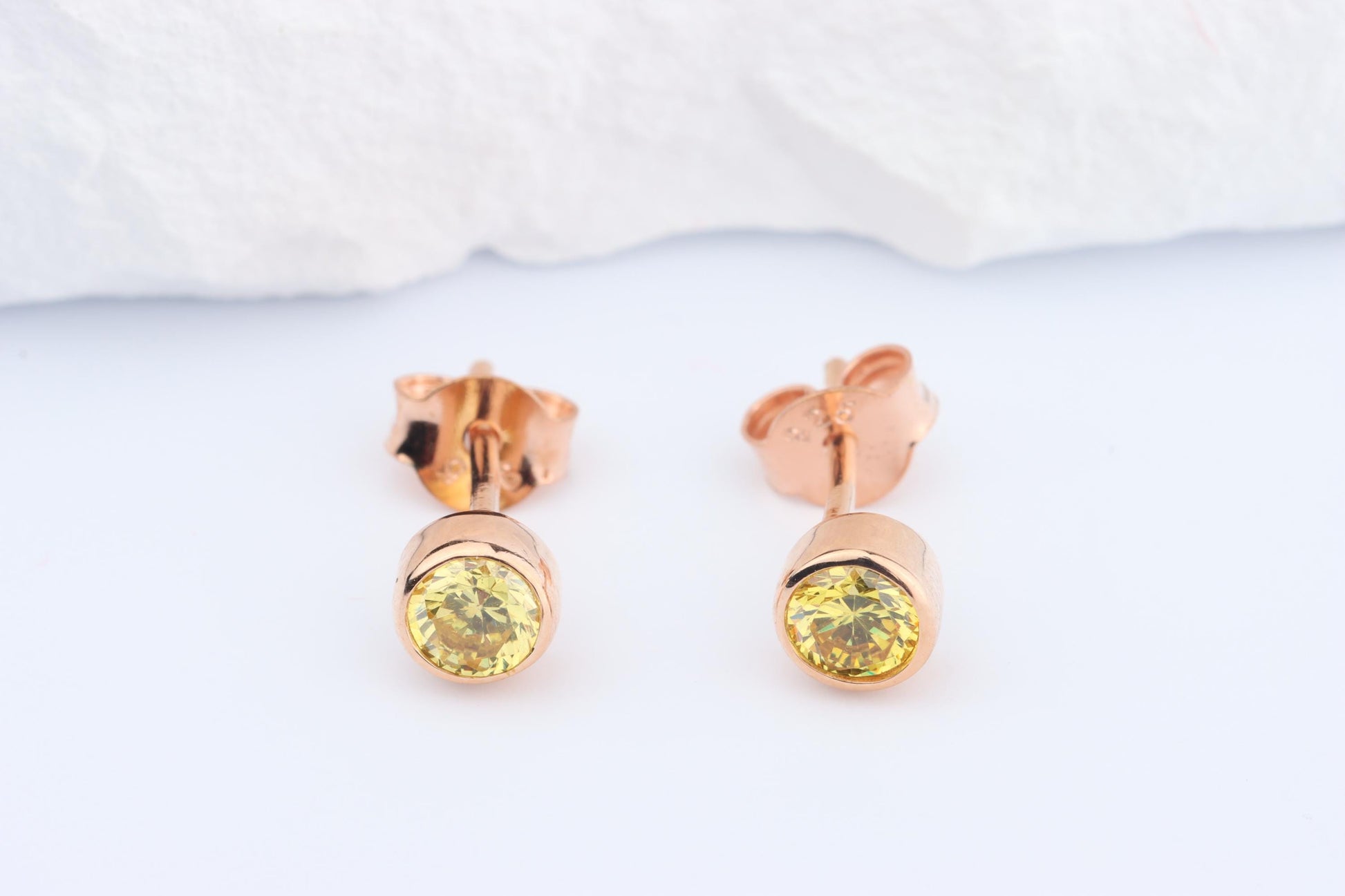 Sterling Silver 18ct Rose Gold Plated November Birthstone Earrings & Necklace Set