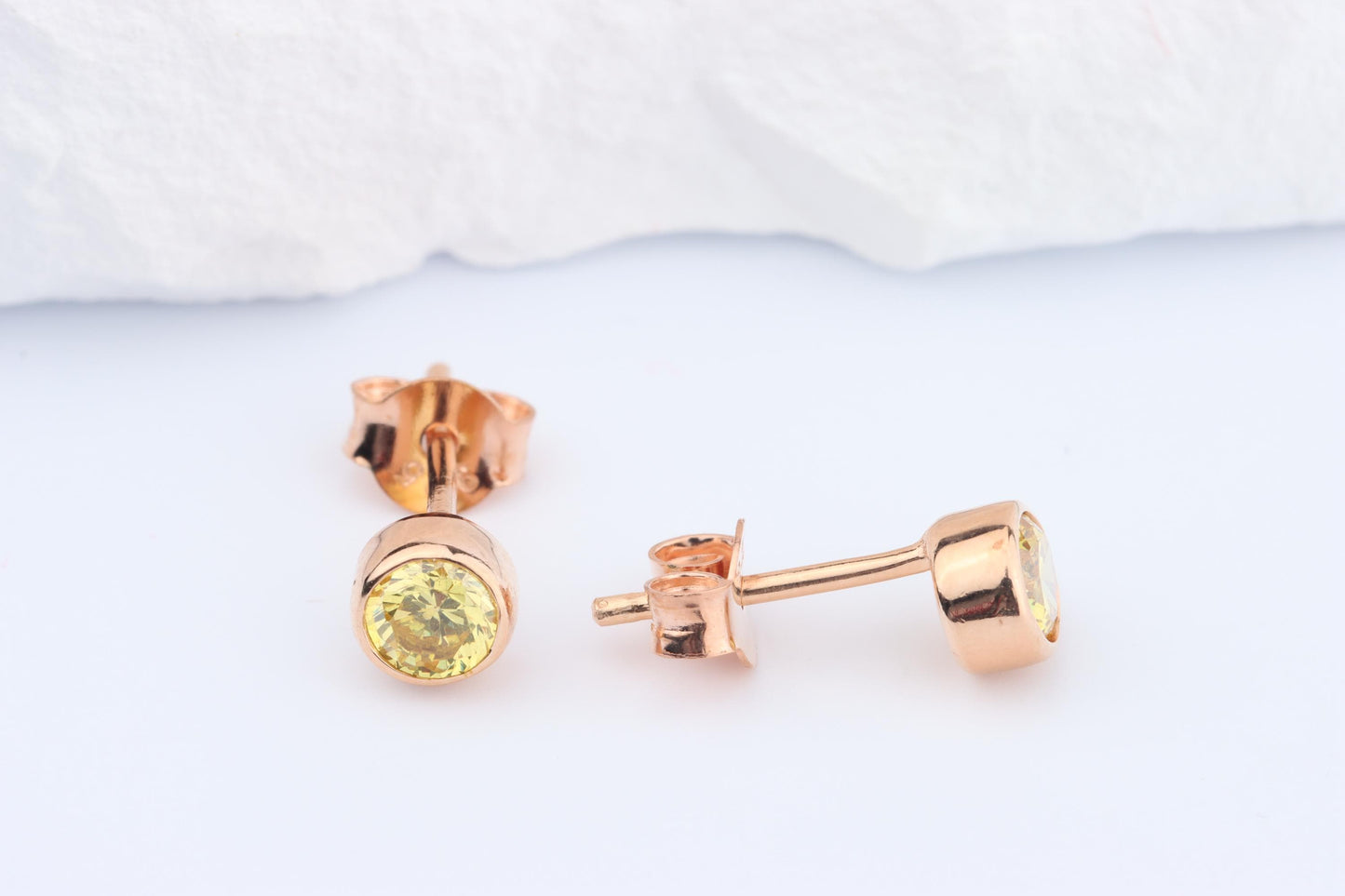 Sterling Silver 18ct Rose Gold Plated November Birthstone Earrings & Necklace Set