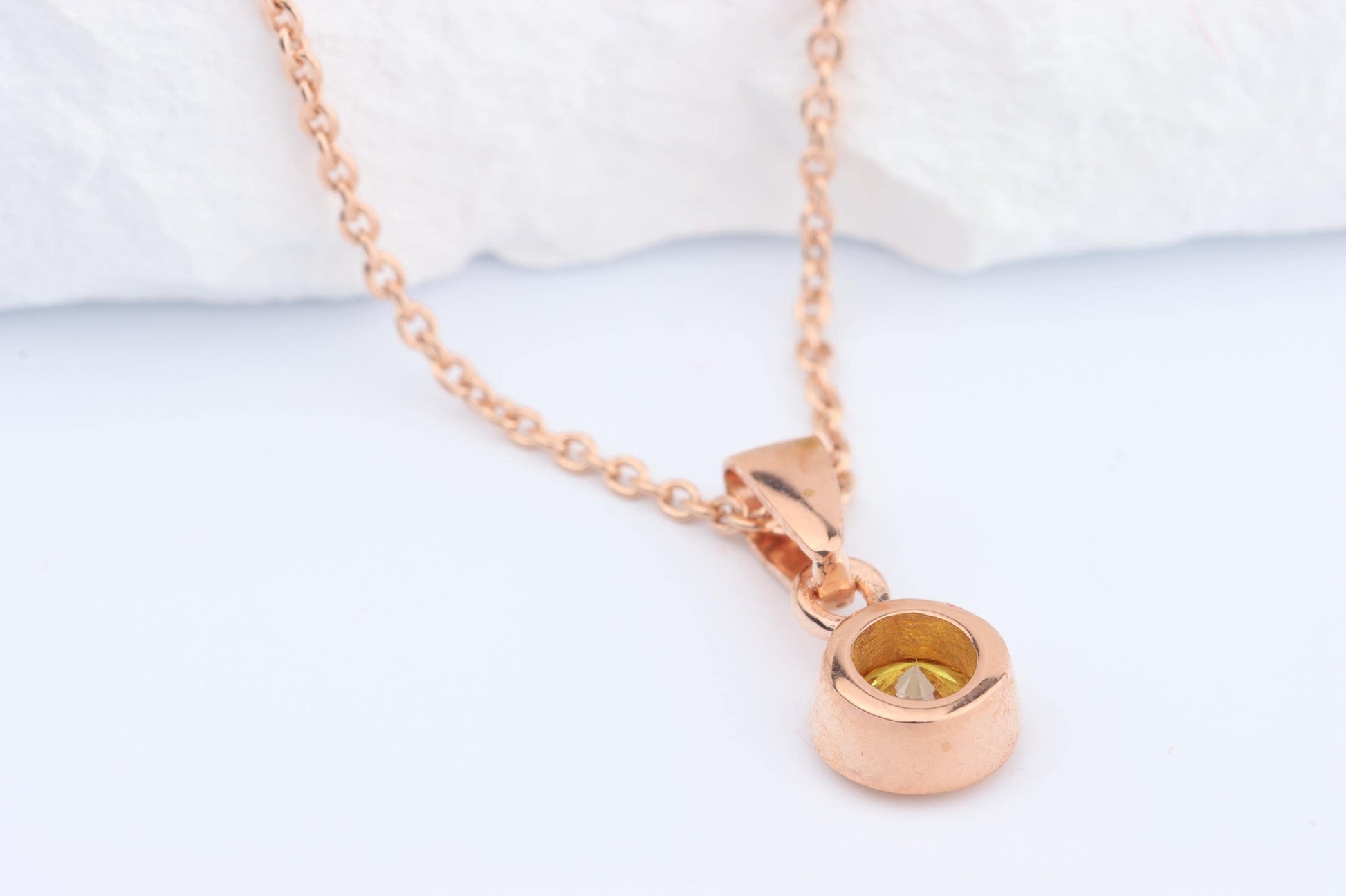 Sterling Silver 18ct Rose Gold Plated November Birthstone Earrings & Necklace Set