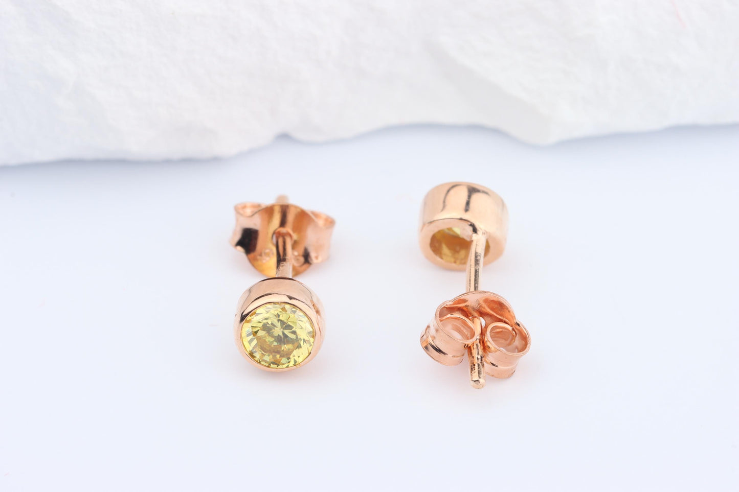 Sterling Silver 18ct Rose Gold Plated November Birthstone Earrings & Necklace Set