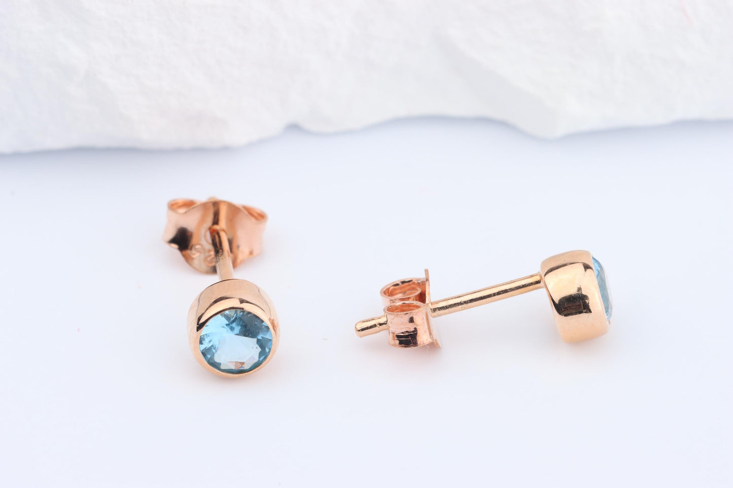 Sterling Silver 18ct Rose Gold Plated December Birthstone Earrings & Necklace Set