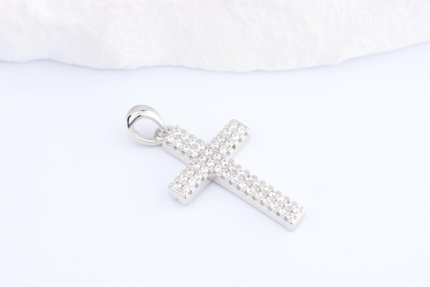 Sterling Silver 925 Mini CZ Cross Pendant