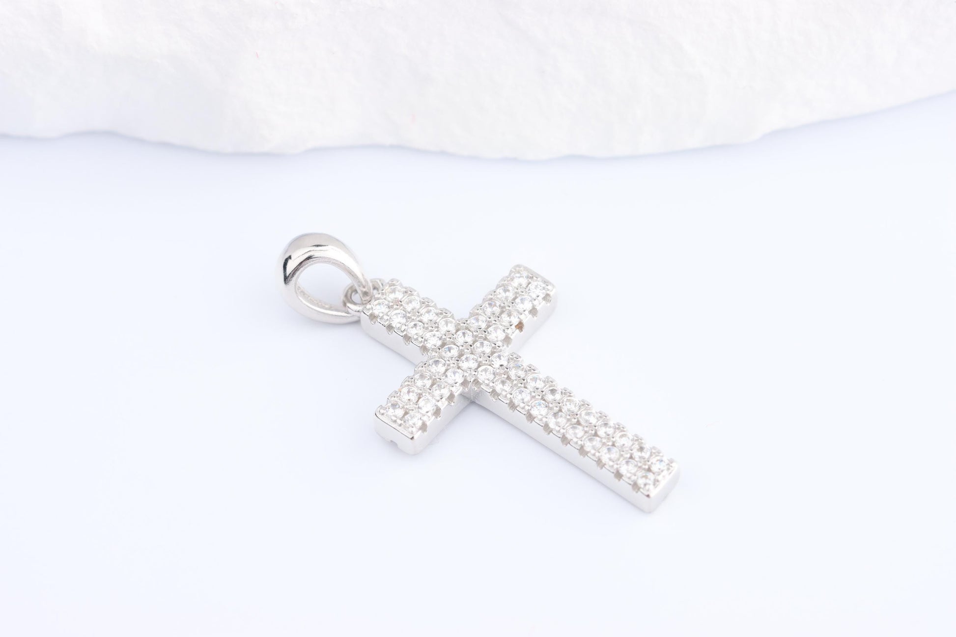 Sterling Silver 925 Mini CZ Cross Pendant