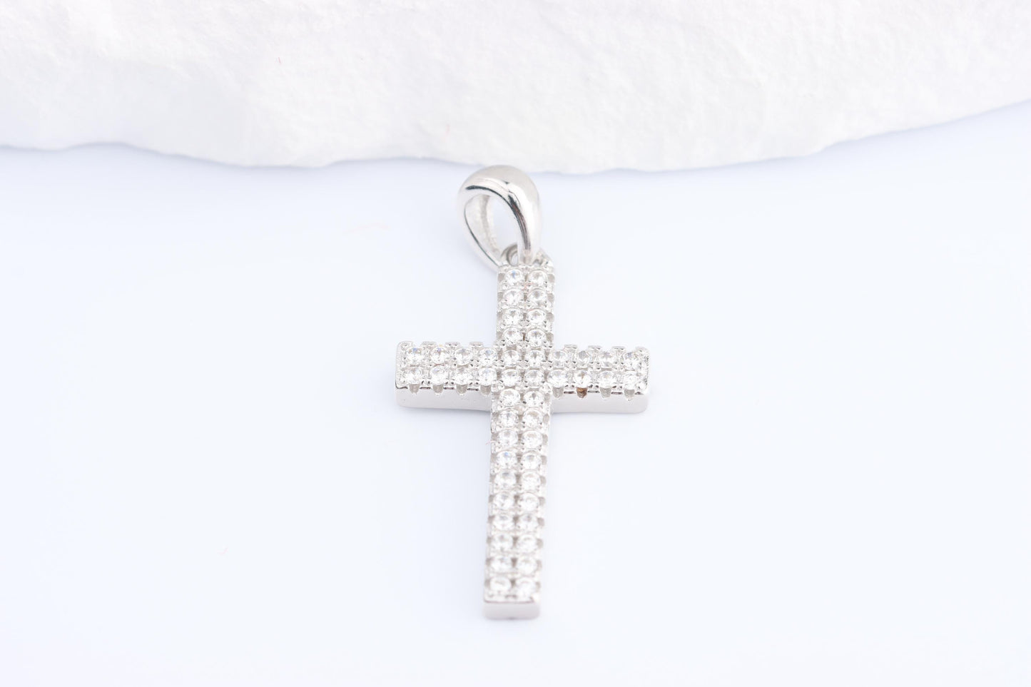 Sterling Silver 925 Mini CZ Cross Pendant