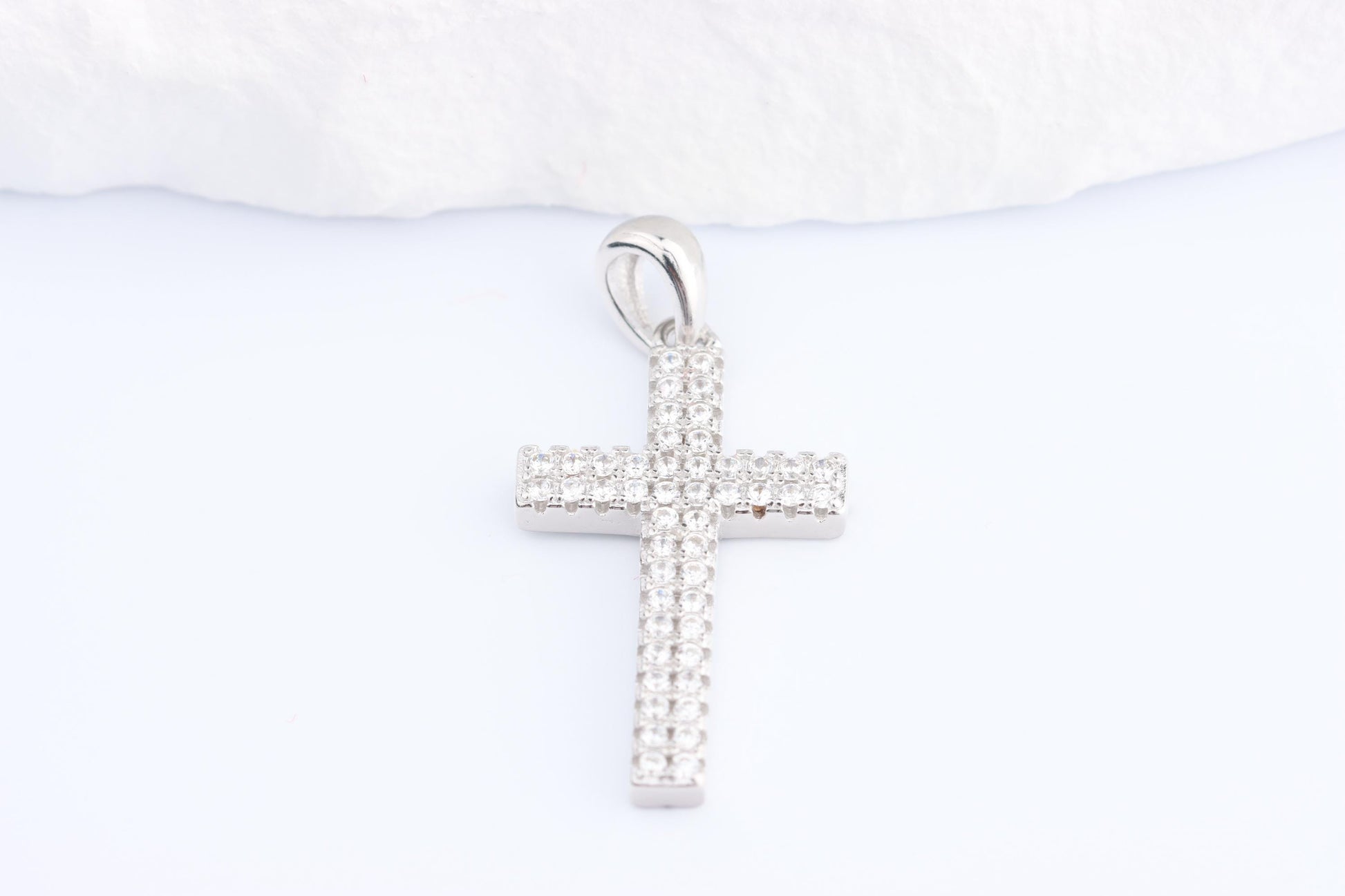 Sterling Silver 925 Mini CZ Cross Pendant