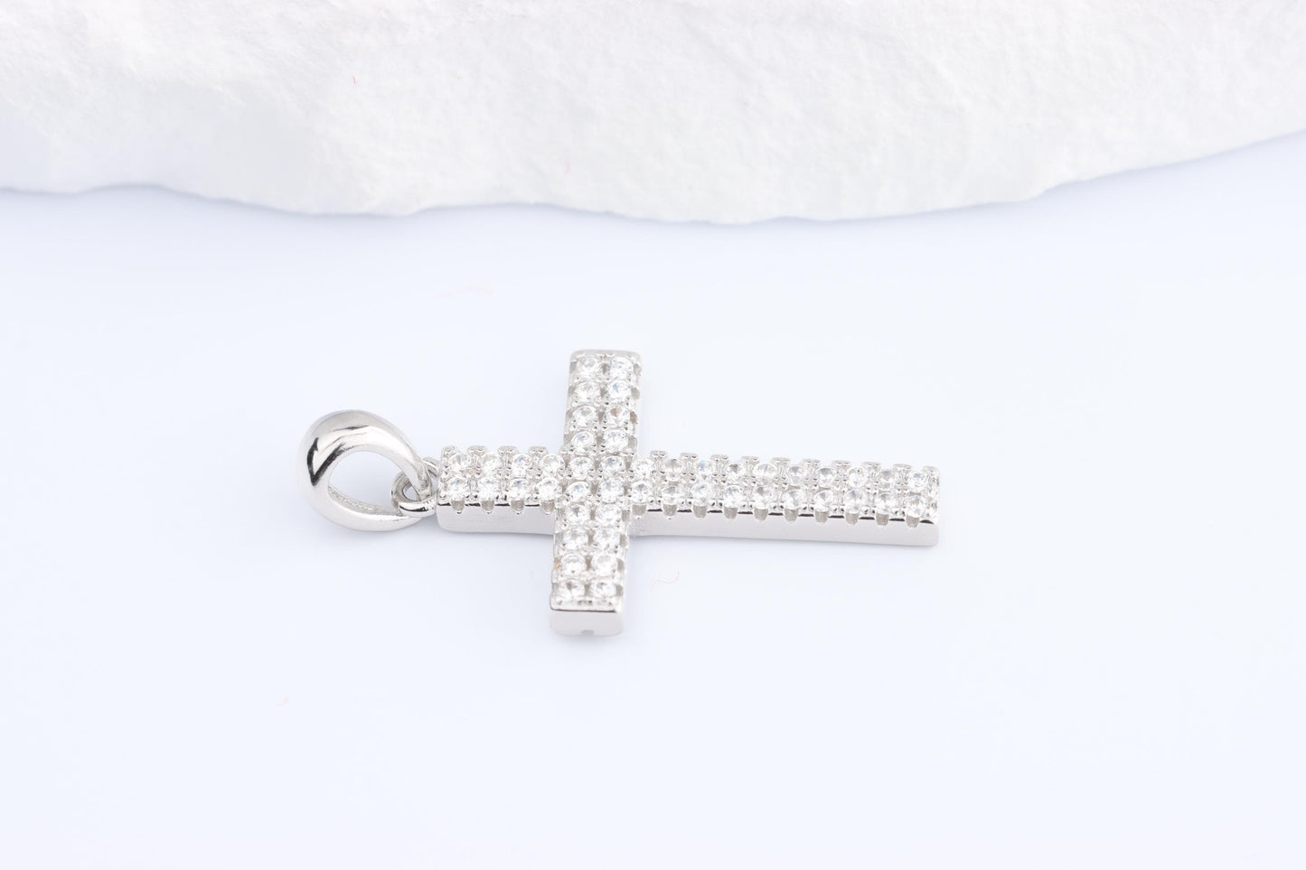 Sterling Silver 925 Mini CZ Cross Pendant