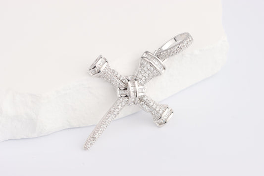 Sterling Silver 925 CZ Cross of Passion Pendant Necklace