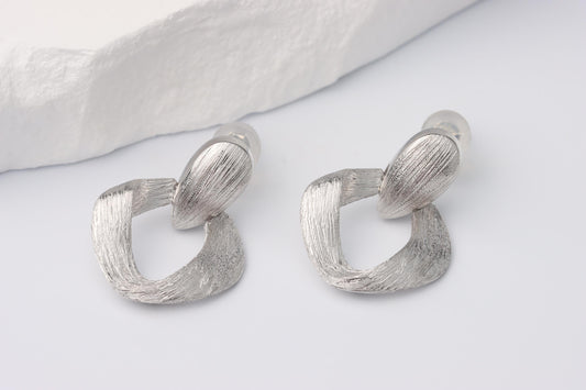 Sterling Silver 925 Brushed Twisted Teardrop Dropper Earrings