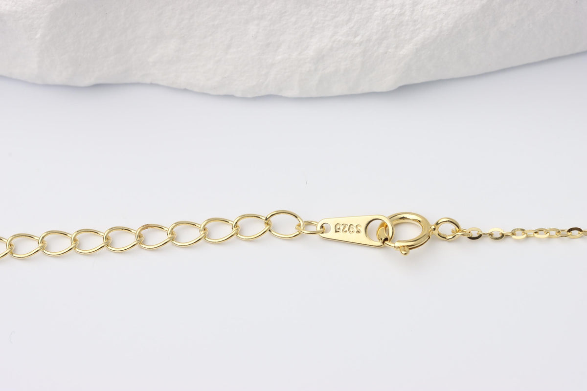 Gold Rectangular CZ Pendant Necklace, White Enamel Statement Jewellery, Gift for Her