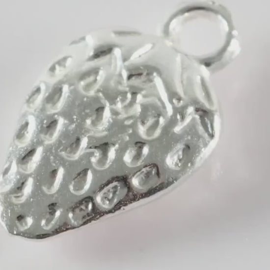 Silver Strawberry Charm Necklace