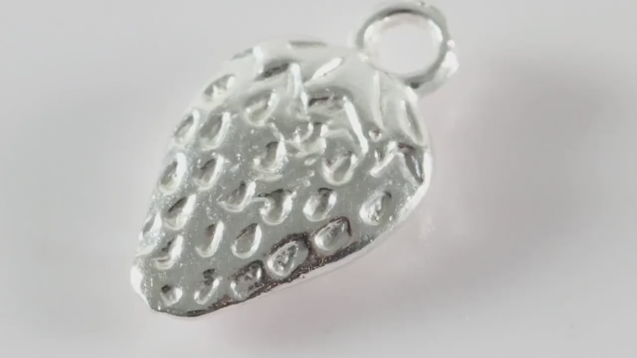 Silver Strawberry Charm Necklace