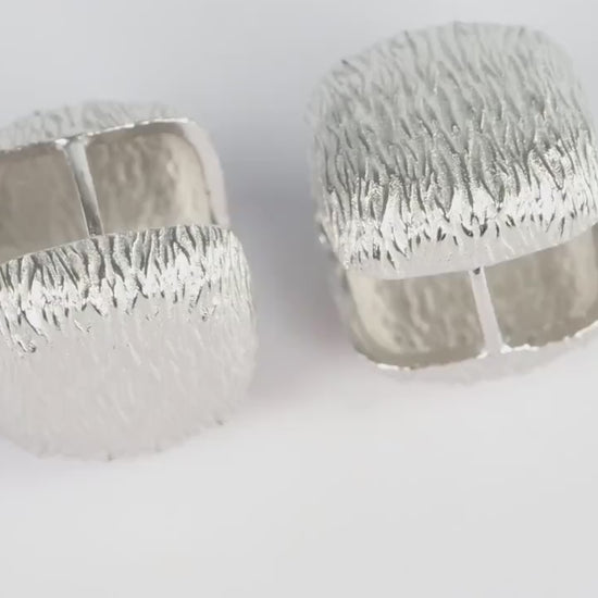 Sterling Silver 925 Textured Brushed Cube Square Hoops Huggies