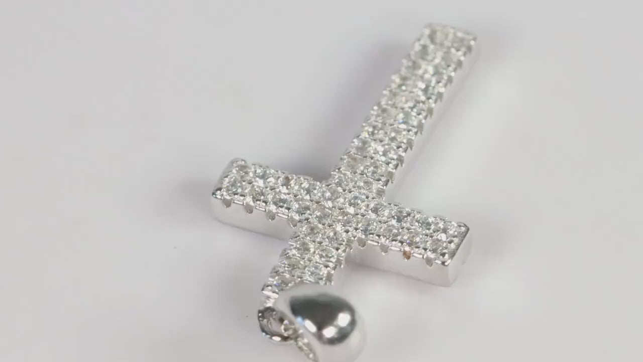 Sterling Silver 925 Mini CZ Cross Pendant
