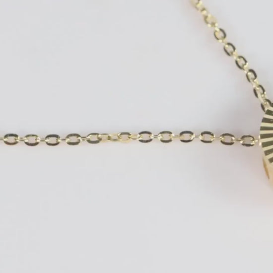 Gold CZ Disc Pendant Necklace, Dainty Sparkling Jewellery Gift for Her