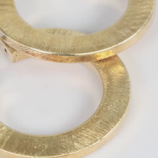 Sterling Silver 925 Gold Plated Textured Brushed Hoop Earrings