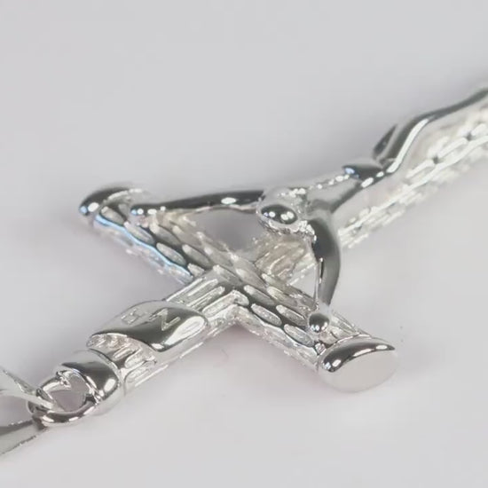 Sterling Silver 925 Small INRI Jesus of Nazareth Cross Crucifix Pendant Necklace