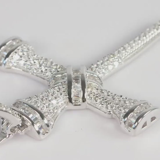 Sterling Silver 925 CZ Cross of Passion Pendant Necklace