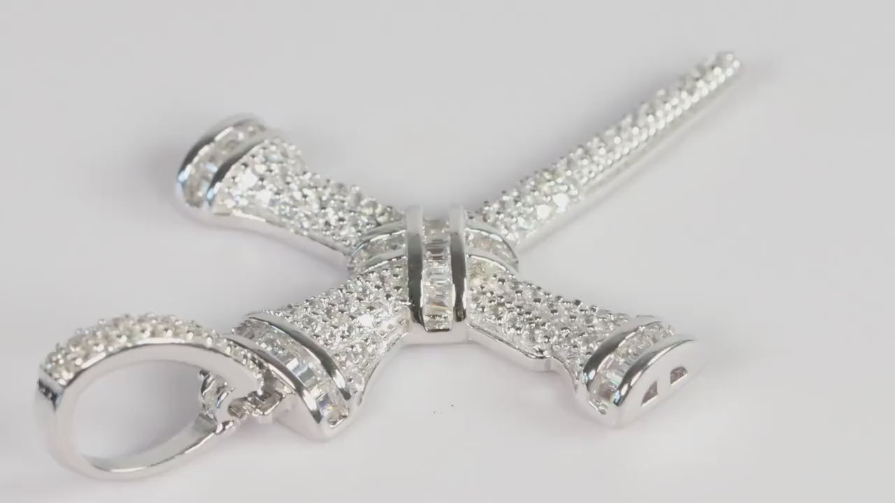 Sterling Silver 925 CZ Cross of Passion Pendant Necklace