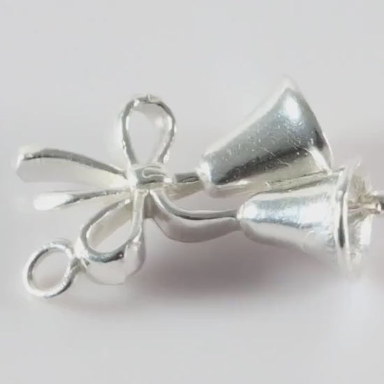 Silver Bells and Bow Charm Necklace