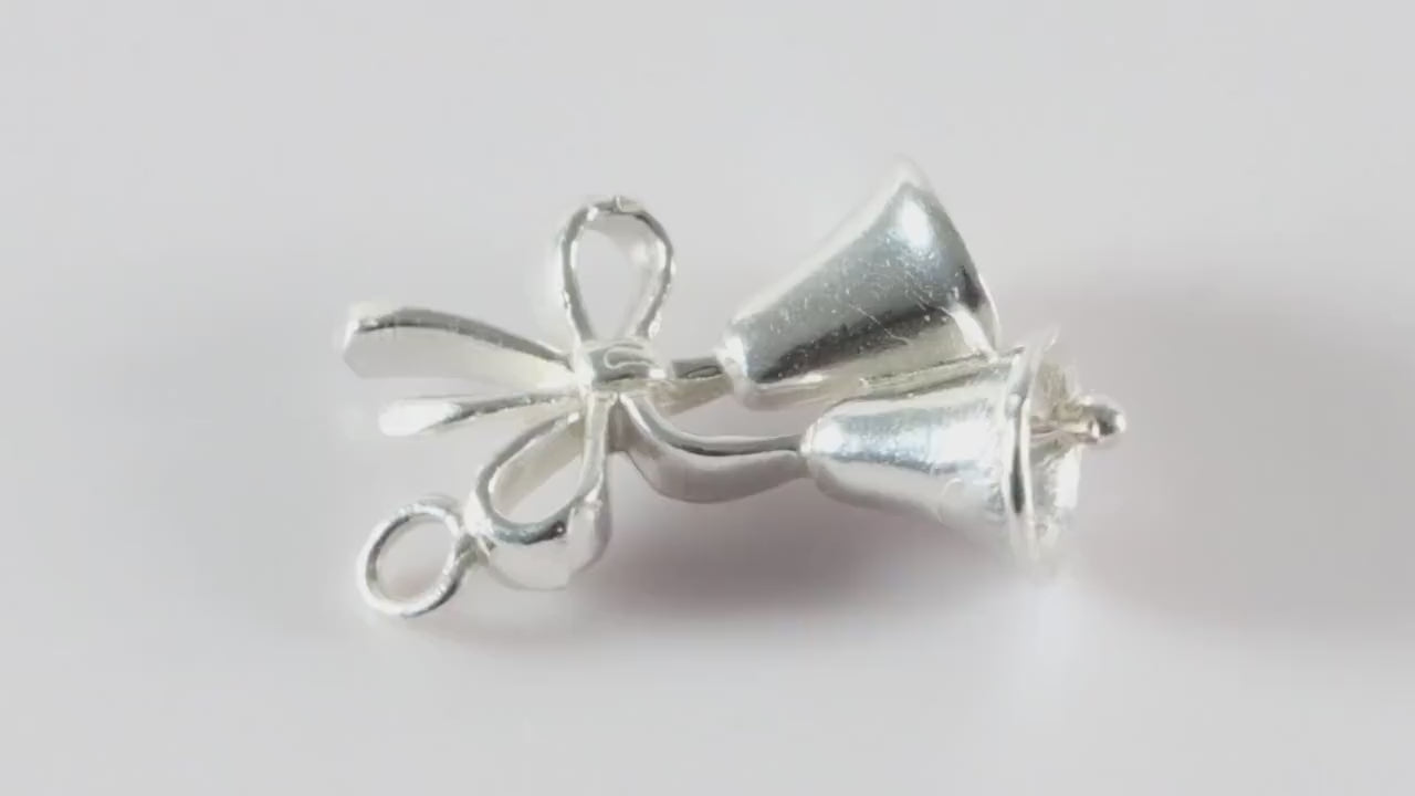 Silver Bells and Bow Charm Necklace