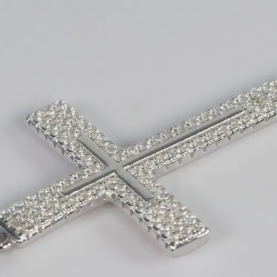 Sterling Silver 925 CZ set Slim Classic Cross Pendant Necklace
