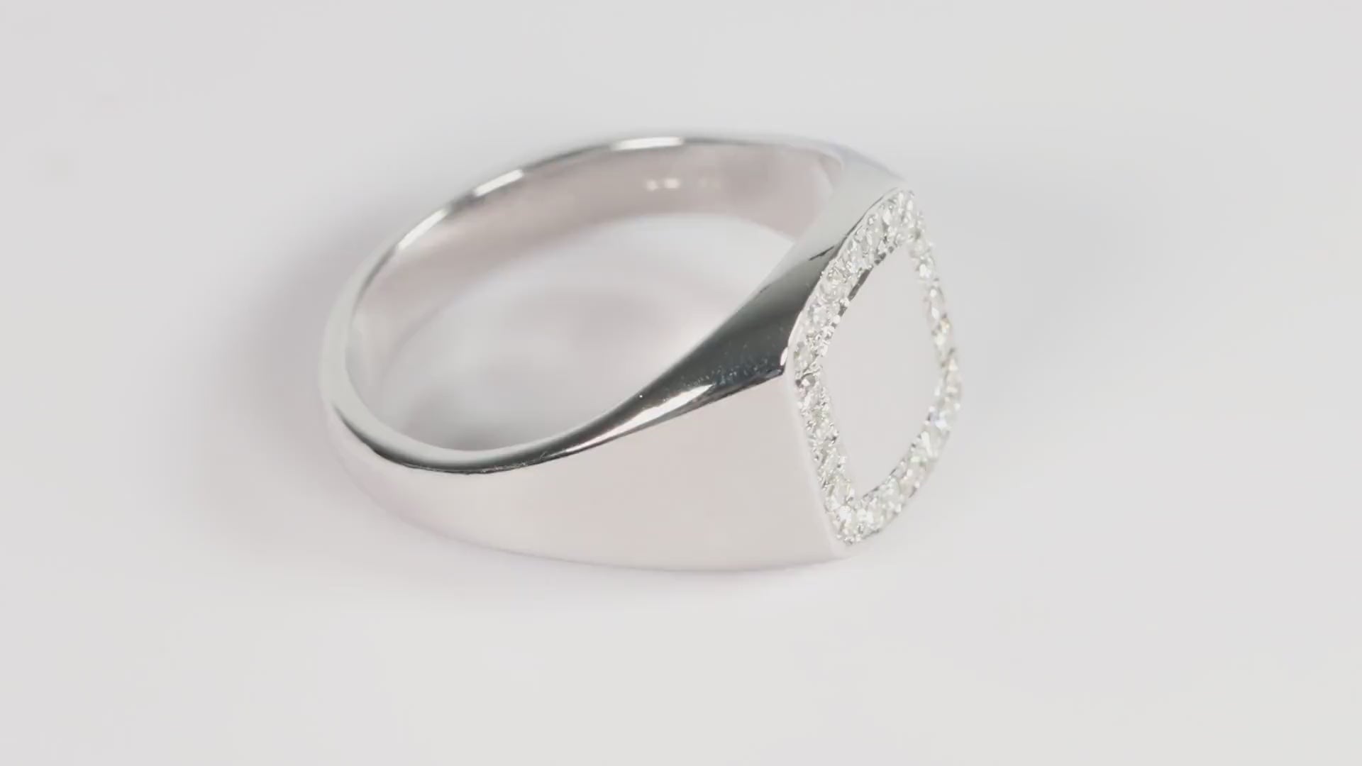 Silver Cushion Signet Ring set with Lab Diamonds