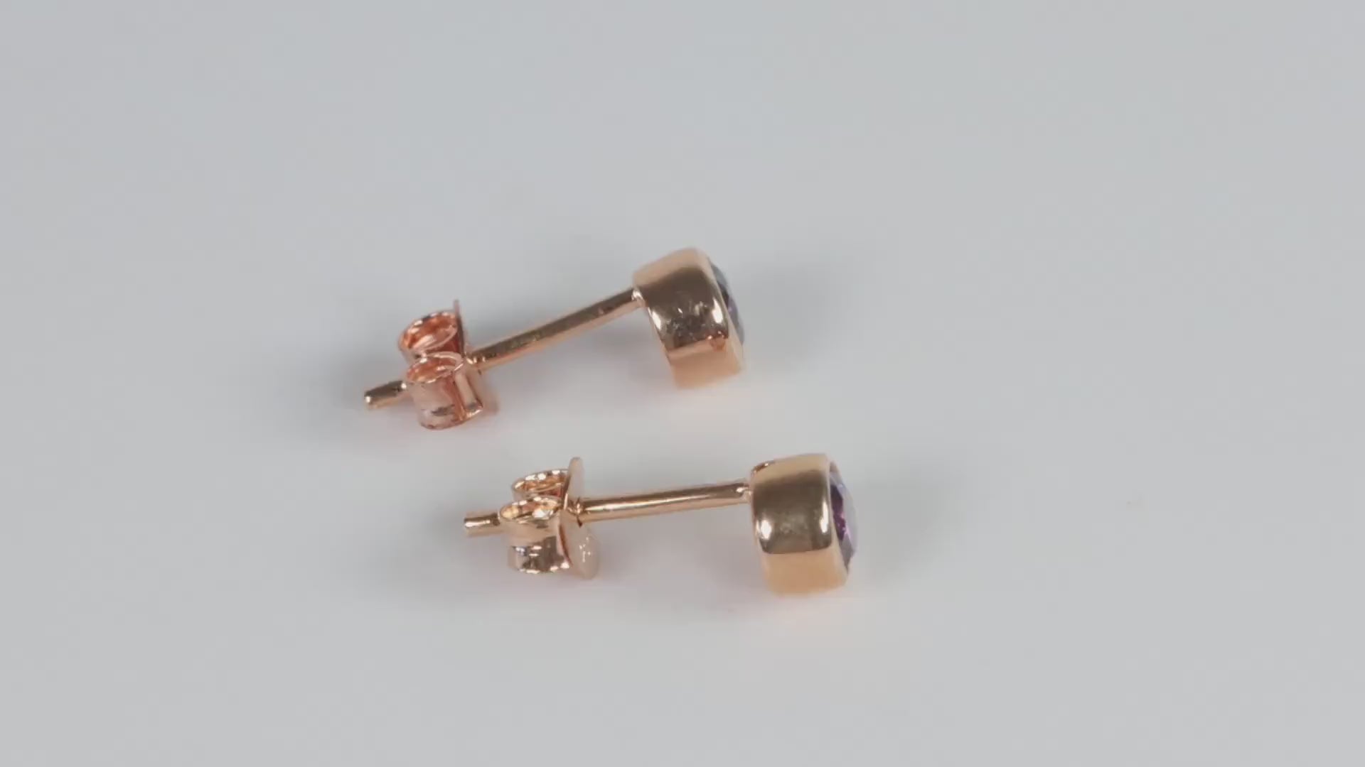 Sterling Silver 18ct Rose Gold Plated February Birthstone Earrings