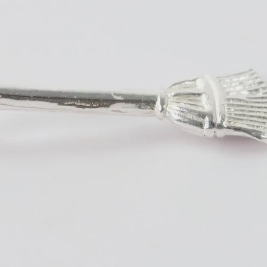 Silver Broom Charm Necklace