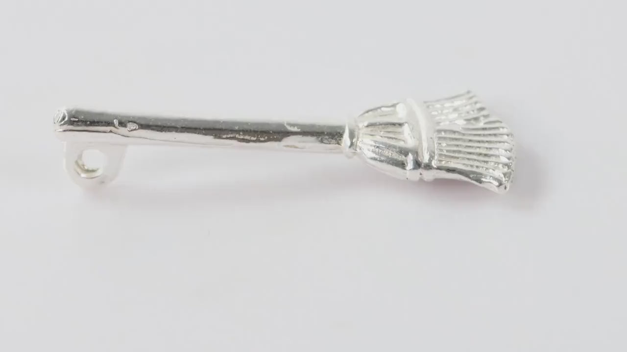 Silver Broom Charm Necklace