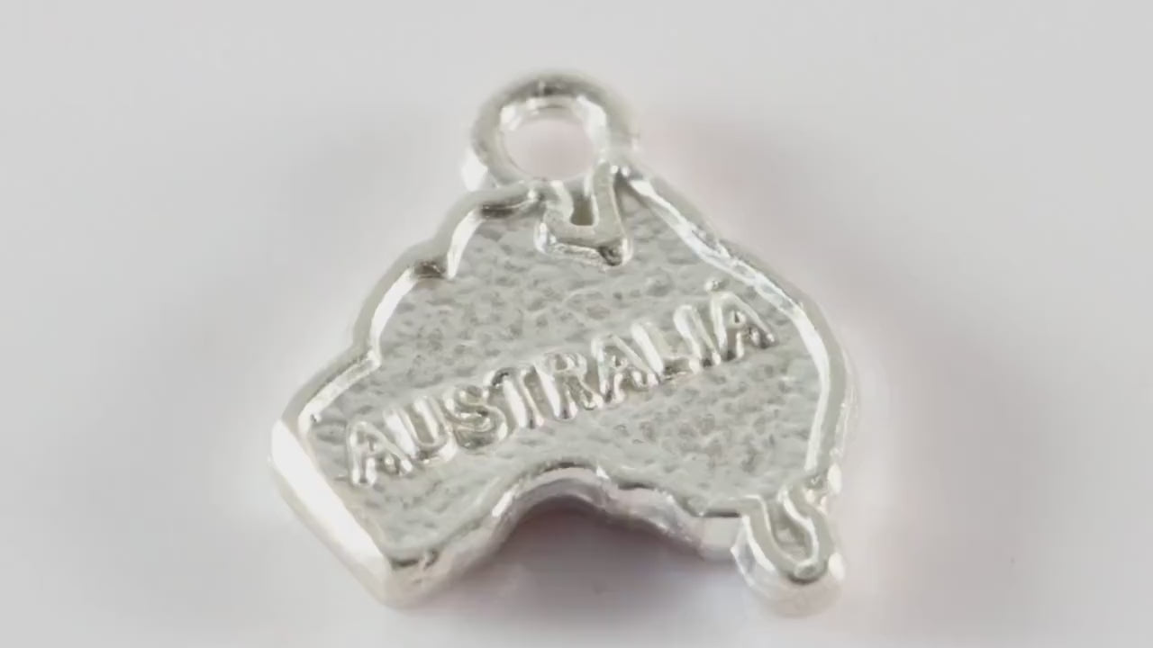 Silver Australia Map Charm Necklace